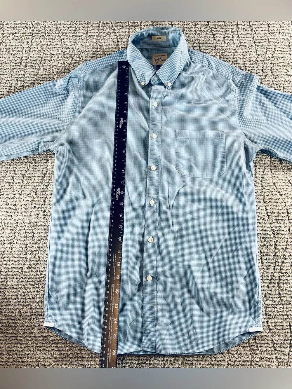 J. Crew Men’s Size Small Blue-White Checkered Slim Fit Button Down Shirt